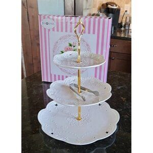 New Cupcake Stand 3 Tier White Porcelain Cake Stand Dessert Stand Tea Party